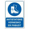 Påbudsskilt - Antistatiske vernesko er påbudt
