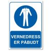 Påbudsskilt - Vernedress er påbudt