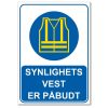 Påbudsskilt - synlighets vest er påbudt