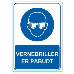 Påbudsskilt - vernebriller er påbudt