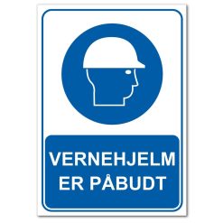 Påbudsskilt - vernehjelm er påbudt