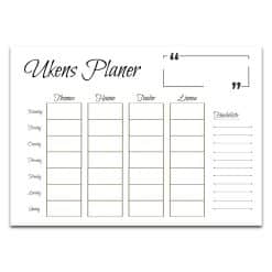 Ukens plan - whiteboard