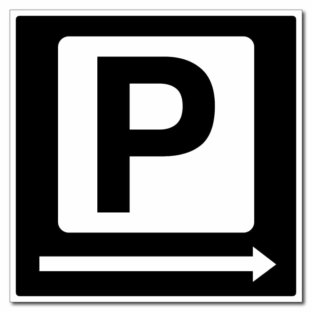 Parkeringsskilt pil høyre 500x500mm