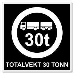 Totalvekt tonn skilt - sett inn egen tekst - 500x500mm