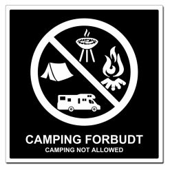 Privatrettslig Camping forbudt skilt - 500x500mm