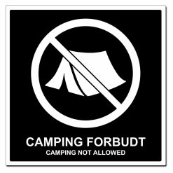 Privatrettslig Camping forbudt skilt - Telt - 500x500mm