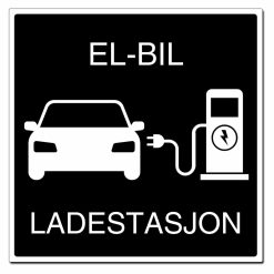 EL-Bil Ladestasjon skilt - 500x500mm