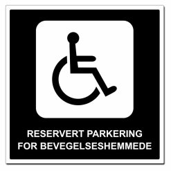 Parkering skilt - Reservert parkering for bevegelseshemmede - 500x500mm
