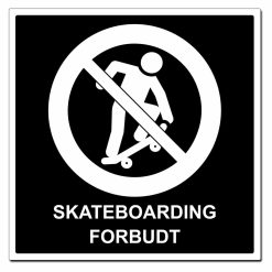 Privatrettslig Skateboarding forbudt skilt - 500x500mm