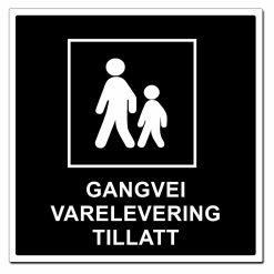 Gangvei skilt - Varetransport tillatt 500x500mm
