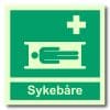 Etterlysende nød og førstehjelp skilt - Sykebåre m/ tekst