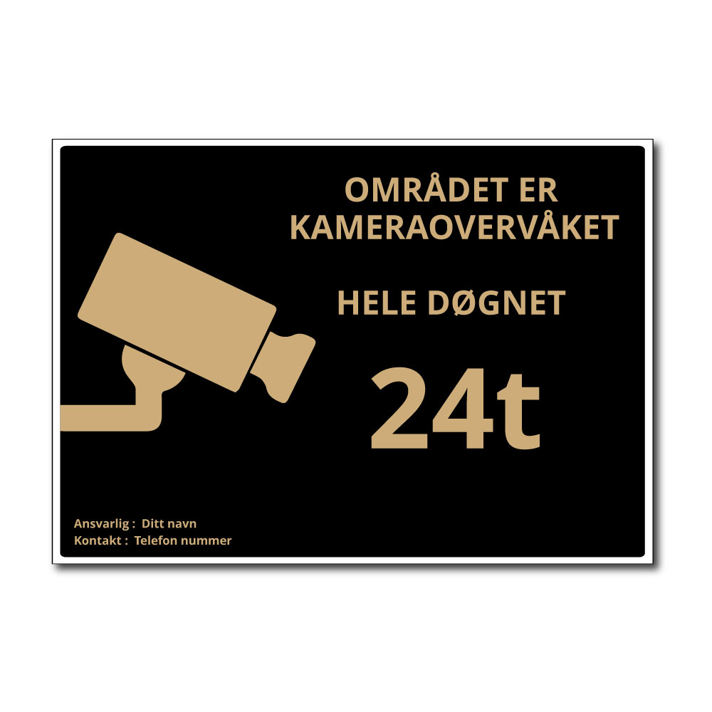 Kameraskilt-Elegant-liggende kameraovervåket