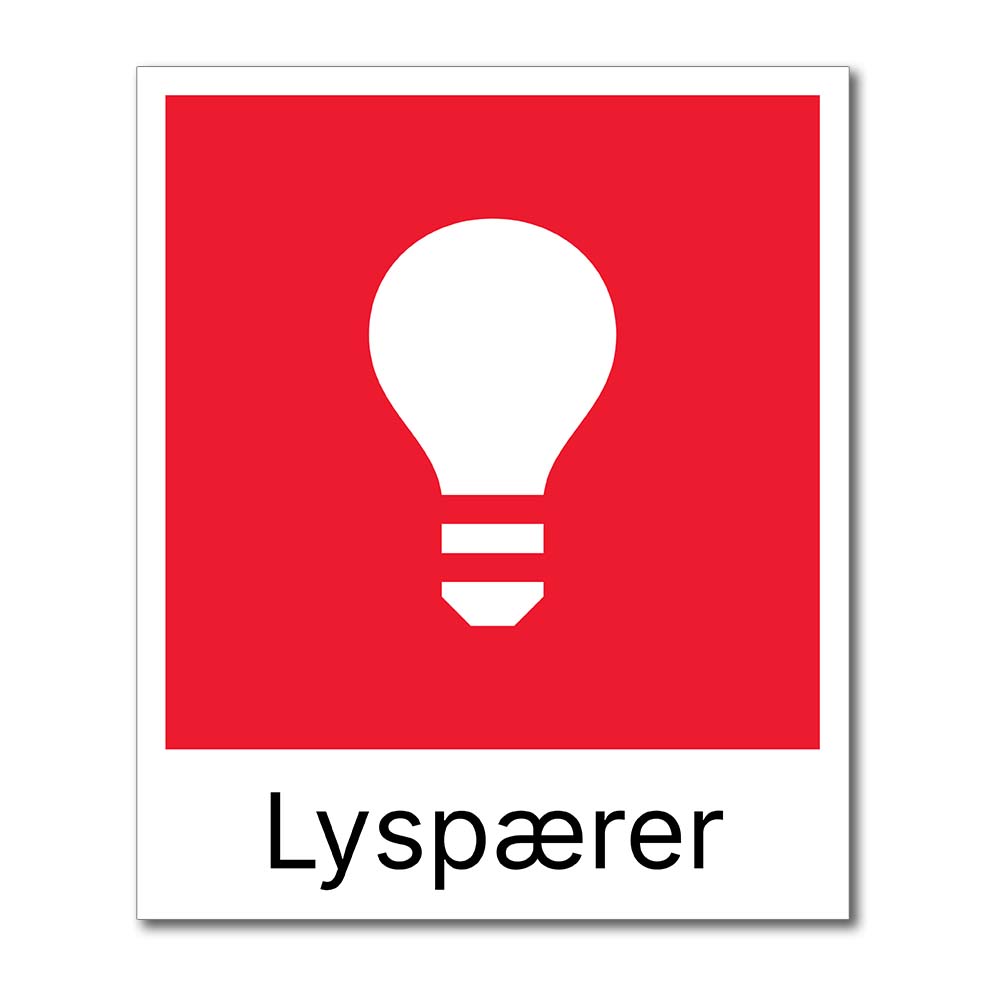 fraksjonsmerker avfallssortering (lyspærer)