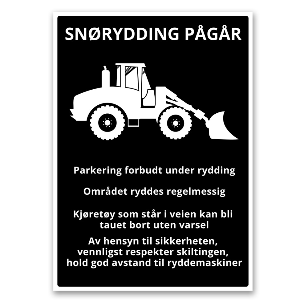 Snørydding Pågår - Parkering Forbudt med Instruksjoner