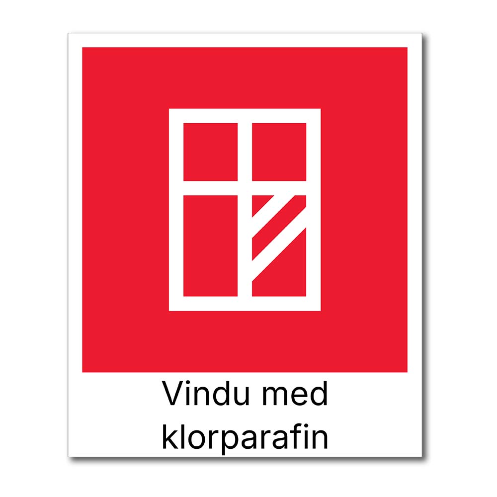 fraksjonsmerker avfallssortering (vindu med klorparafin)