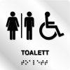 Taktile skilter - Toalett Herre, Dame og HC - Hvit Alu Panel
