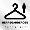 Taktile skilter - Herregarderobe - Hvit Alu Panel