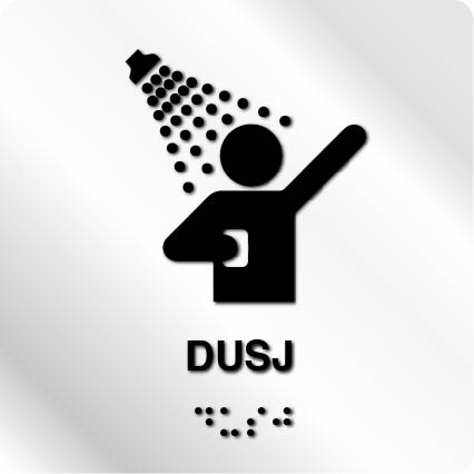 Taktile skilter - Dusj - Hvit Alu Panel