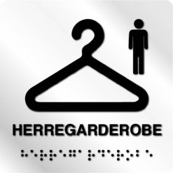 Taktile skilter - Herregarderobe - Hvit Alu Panel