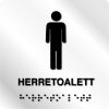Taktile skilter - Herretoalett - Hvit Alu Panela