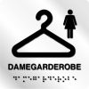 Taktile skilter - Damegarderobe - Hvit Alu Panel