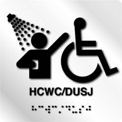 Taktile skilter - HCWC/Dusj - Hvit Alu Panel