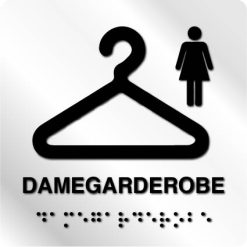 Taktile skilter - Damegarderobe - Hvit Alu Panel