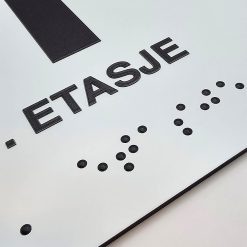 Taktile skilter med/uten Braille - 1. Etg - Hvit Alu Panel