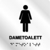Taktile skilter - Dametoalett - Hvit Alu Panel