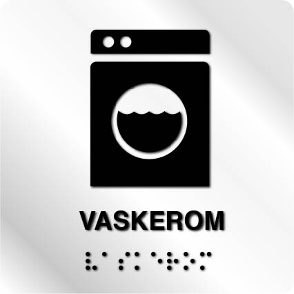 Taktile skilter - Vaskerom - Hvit Alu Panel