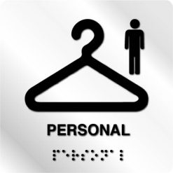 Taktile skilter - Personal Garderobe Herre - Hvit Alu Panel