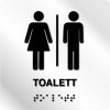Taktile skilter - Toalett - Hvit Alu Panel