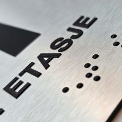 taktile skilter med og uten braille 1. etasje alu panel