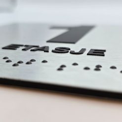 taktile skilter med og uten braille 1. etasje alu panel