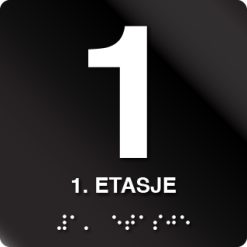 Taktile skilter med og uten Braille - 1. Etasje - Sort Alu Panel