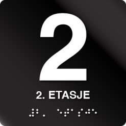 Taktile skilter med og uten Braille - 2. Etasje - Sort Alu Panel