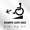 Taktile skilter - Rampe går ned - Hvit Alu Panel
