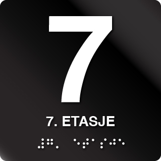 Taktile skilter med/uten Braille - 7. Etg - Sort Alu Panel