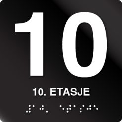 Taktile skilter med/uten Braille - 10. Etg - Sort Alu Panel