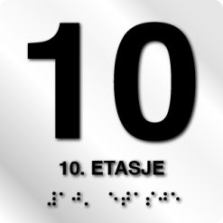 Taktile skilter med/uten Braille - 10. Etg - Hvit Alu Panel
