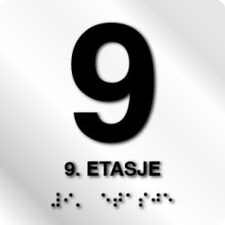 Taktile skilter med/uten Braille - 9. Etg - Hvit Alu Panel