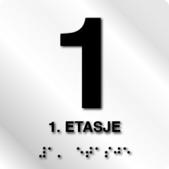 Taktile skilter med/uten Braille - 1. Etg - Hvit Alu Panel