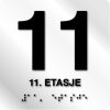 Taktile skilter med/uten Braille - 11. Etg - Hvit Alu Panel
