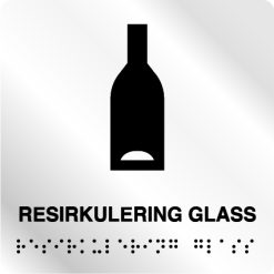Taktile skilter - Resirkulering Glass - Hvit Alu Panel