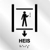 Taktile skilter - Heis med pil ned - Hvit Alu Panel