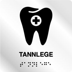 Taktile skilter - Tannlege - Hvit Alu Panel