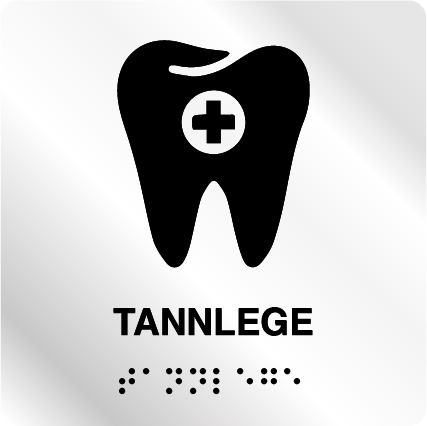 Taktile skilter - Tannlege - Hvit Alu Panel