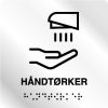 Taktile skilter - Håndtørker - Hvit Alu Panel