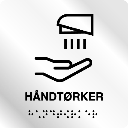 Taktile skilter - Håndtørker - Hvit Alu Panel