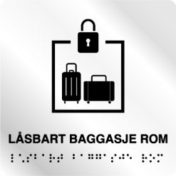 Taktile skilter - Låsbart Baggasje Rom - Hvit Alu Panel